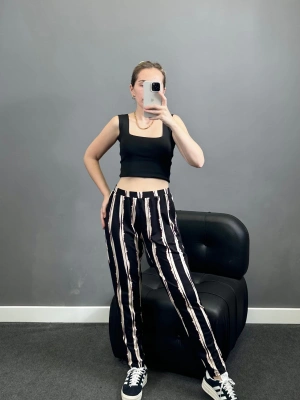 A Kalite Pamuklu Penye Dikey Çizgili Pijama Altı