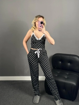 A Kalite Siyah Puantiyeli Cepli Bralet Takım