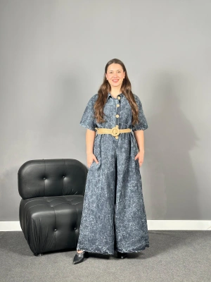 Antrasit Yıkamalı Düğmeli Cepli İtalyan Tulum