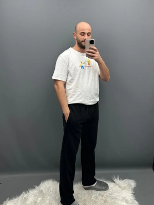 Erkek Siyah Polar Cepli Pijama Altı