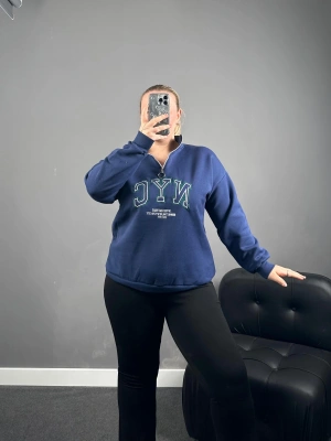 Fermuar Detaylı Üç İplik Şardonlu Sweatshirt