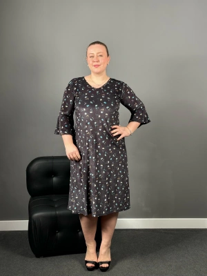 Fransız Kadife Kiloş Çiçekli Elbise