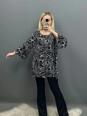 İspanyol Kol Dalga Desen Penye Gömlek