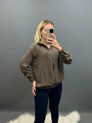 Kahverengi Kazayak Desen Bomber Ceket