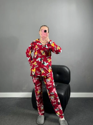 Mickey Mouse Düğmeli Süet Pijama Takımı