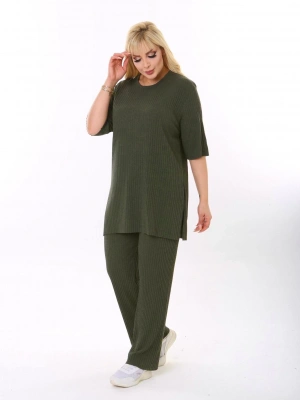 NRD Fitilli Haki Yarım Kol Büyük Beden Takım