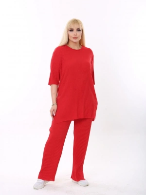 NRD Fitilli Kırmızı Yarım Kol Büyük Beden Takım