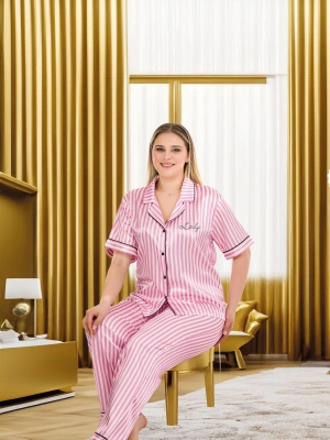 Pembe VS Model Premium Kalite Saten Pijama Takımı