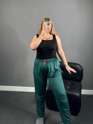 Çam Yeşili Fransız Kadife Pijama Altı