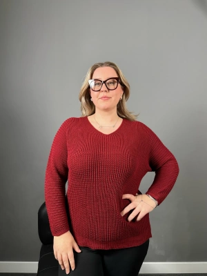 Bordo Örme Triko Kazak