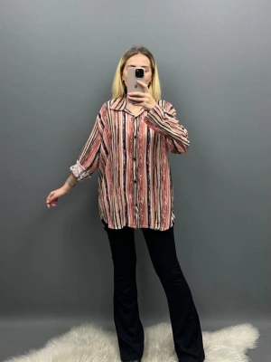 Viskon Pamuklu Pastel Çizgili Gömlek