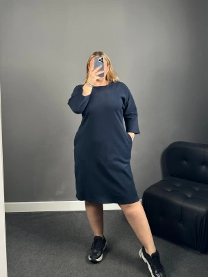 Lacivert Üç İplik Cepli Elbise