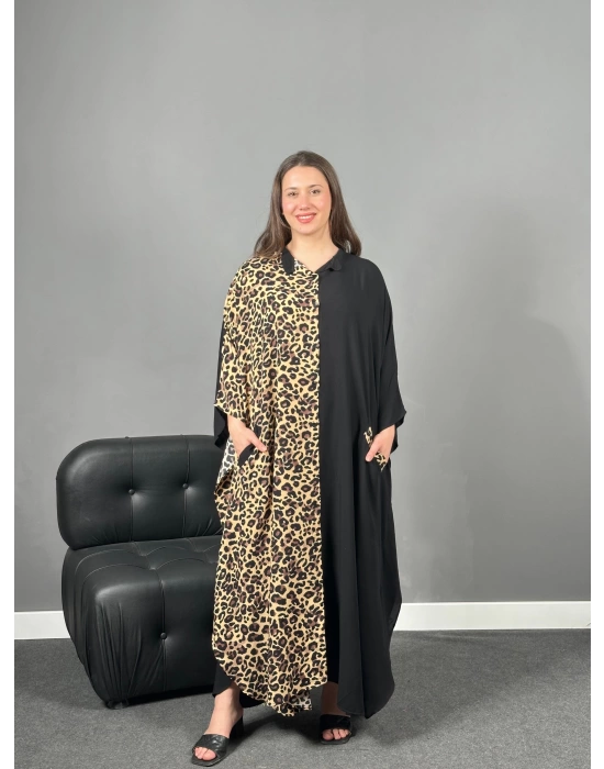 Leopar Yarasa Kol Elbise