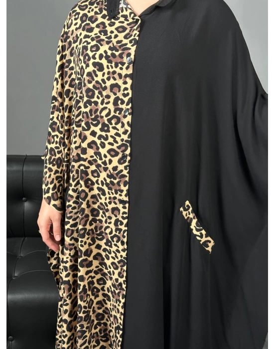 Leopar Yarasa Kol Elbise