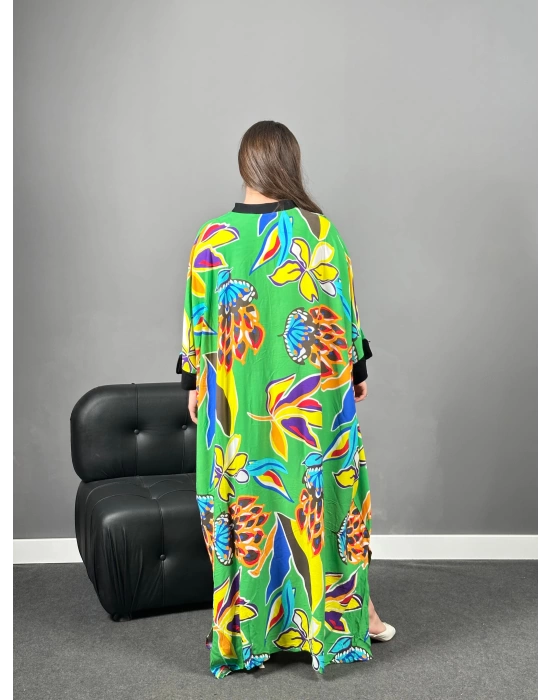 Oversize Yeşil Çiçekli Elbise