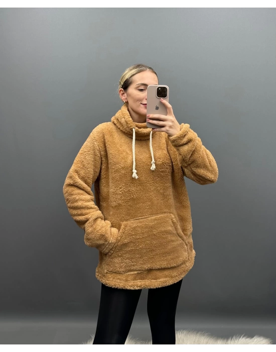 Halatlı Camel Peluş Sweat