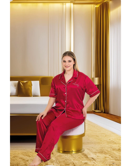 Bordo Premium Kalite Saten Pijama Takımı