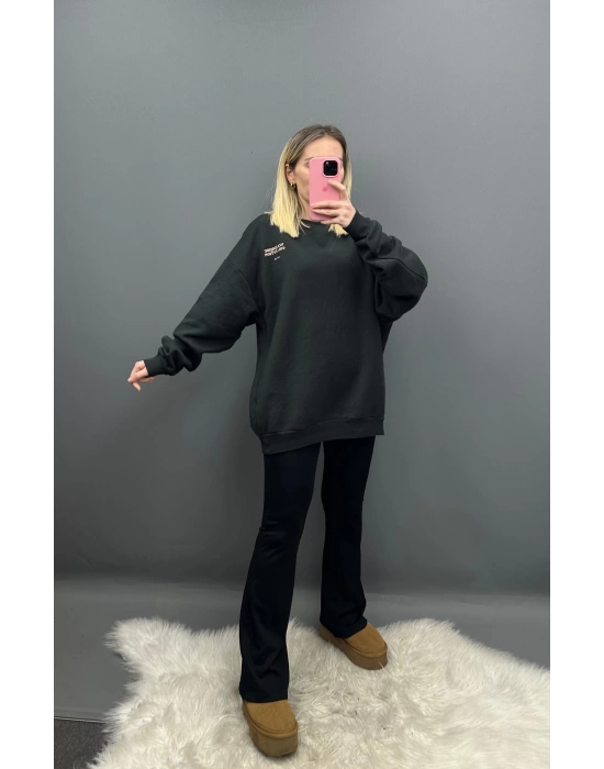 Oversize Üç İplik Şardonlu Sweatshirt