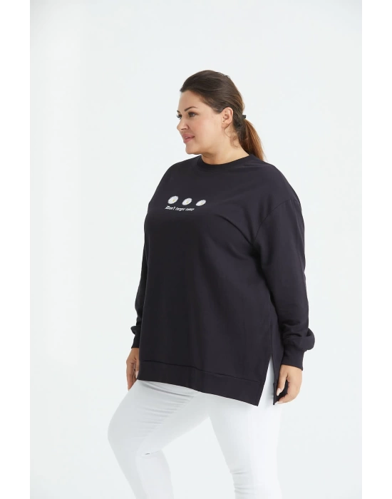 Siyah İki İplik Sweatshirt