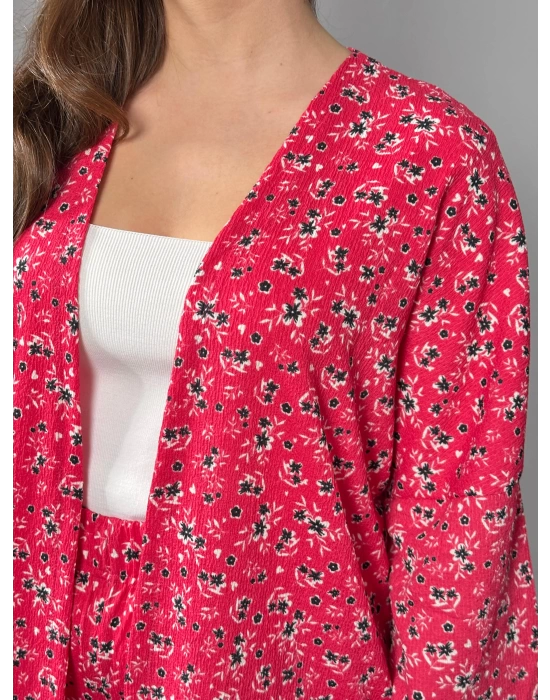 Pembe Çıtır Desenli Kimono Pantolon Takım