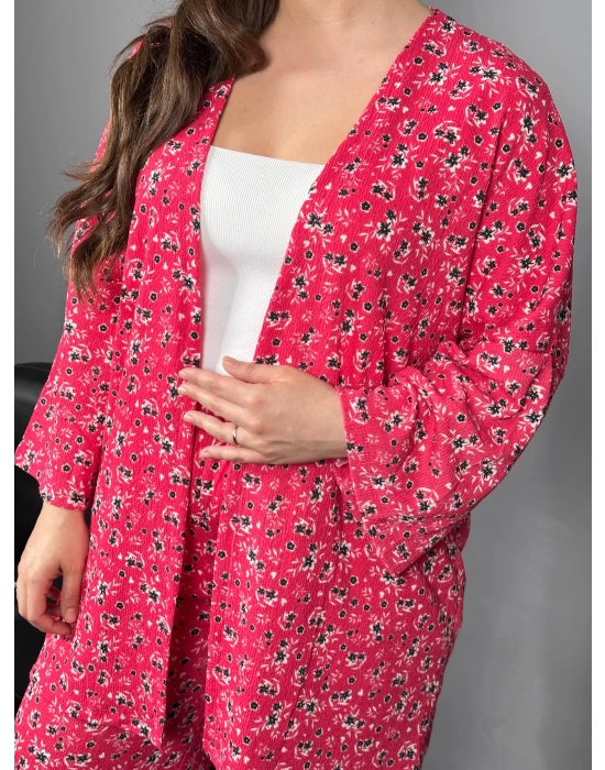 Pembe Çıtır Desenli Kimono Pantolon Takım