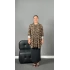 Kahve Leopar Desen Viskon Penye Gömlek