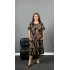 Palmiye Leopar Desen Fırfır Elbise