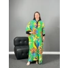 Oversize Yeşil Çiçekli Elbise