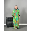 Oversize Yeşil Çiçekli Elbise