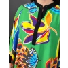 Oversize Yeşil Çiçekli Elbise