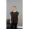 Siyah Taş Detaylı Pamuklu Tshirt