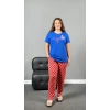 Saks Mavi İnspire Viskon Penye Pijama Takımı