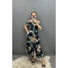 Askılı Renkli Yaprak Desen Siyah Madonna Ebise