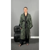Yeşil Leopar Dokuma Viskon Pamuklu Kimono