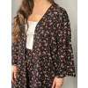 Siyah Kırmızı Çıtır Desenli Kimono Pantolon Takım