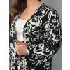 Siyah Alaca Desenli Kimono Pantolon Takım