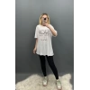 Beyaz Stop Yazılı Basic BB Tshirt