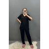 Siyah Bambu Kumaş Uzun Pijama