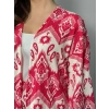 Pembe Beyaz Kimono Pantolon Takım