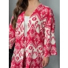 Pembe Beyaz Kimono Pantolon Takım