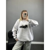 Gri Montana Üç İplik Şardonlu Sweatshirt