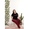 Kırmızı Studio Çizgi Desen A kalite Penye Pijama Takımı