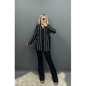 Siyah Çizgili Wear Penye Gömlek