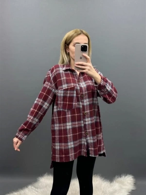 Bordo Mavi Ekose Oduncu Gömlek Rq