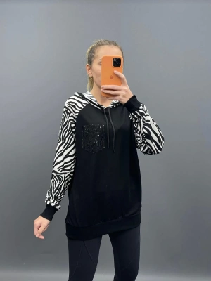 Zebra Desen Sweat Beyaz