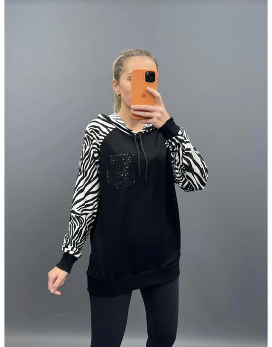 Zebra Desen Sweat Beyaz