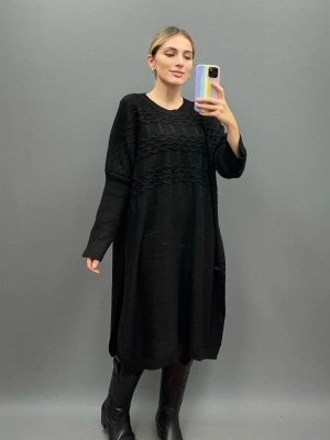 Siyah Uzun Örme Triko RQ