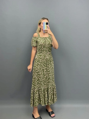 Yeşil Çiçekli Wear Madonna Elbise