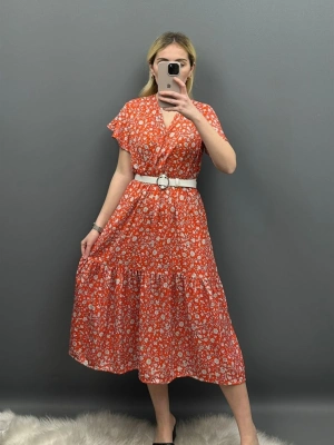 Turuncu Çıtır Desen Kruvaze