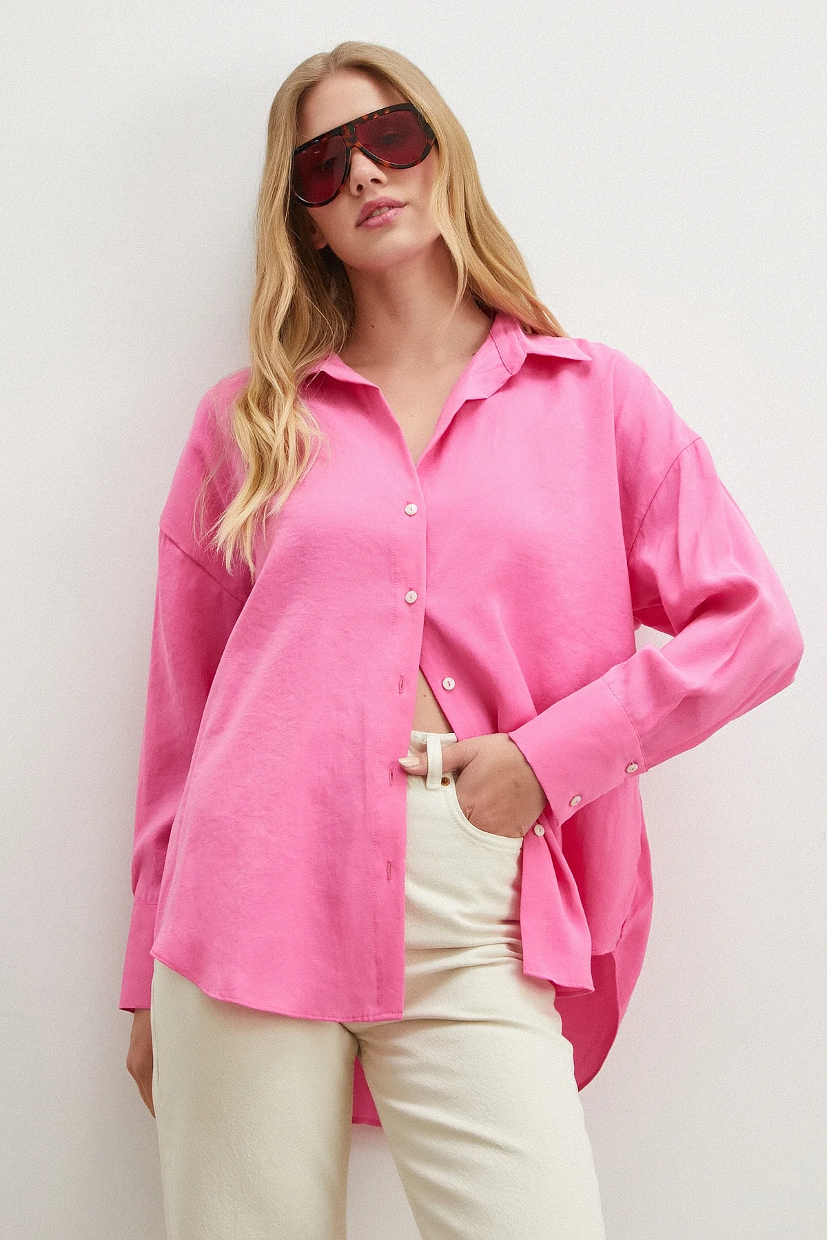 Basic Modal Gömlek - Pembe